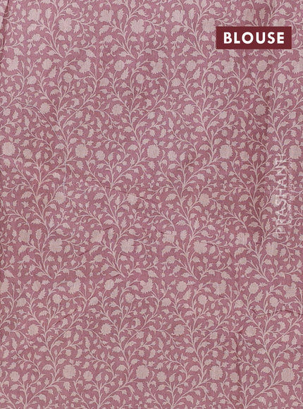 Art tussar saree cream and rosy brown with allover prints and embroidery pallu