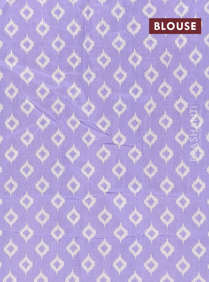 Art tussar saree cream and lavender with allover ikat prints and embroidery pallu