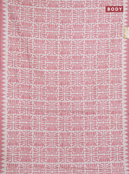 Art tussar saree cream and peach shade with allover ikat prints and embroidery pallu