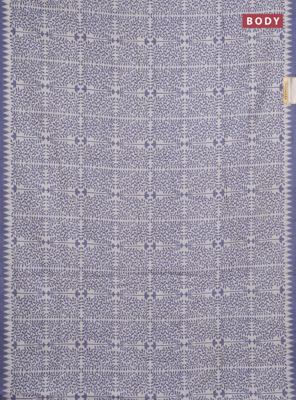 Art tussar saree cream and grey with allover prints and embroidery pallu