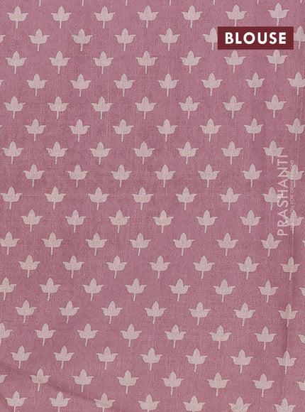 Art tussar saree cream and rosy brown with allover prints and embroidery pallu