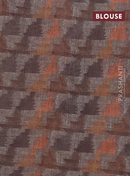 Linen cotton saree pastel pink and grey with allover prints & mirror work and mirror work border
