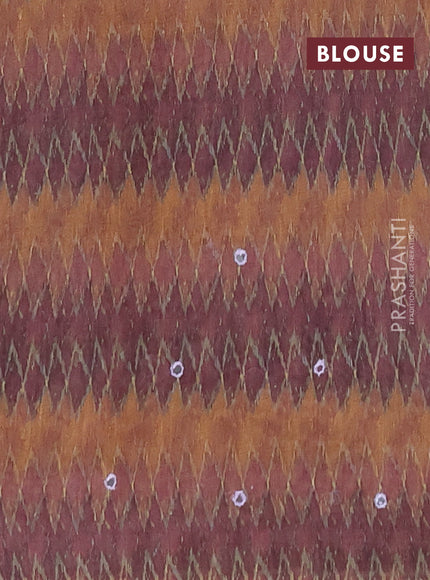 Linen cotton saree pastel pink and jamun shade with allover prints & mirror work and mirror work border