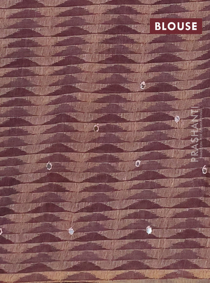 Linen cotton saree pastel maroon and wine shade with allover prints & mirror work and mirror work border