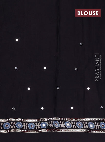 Modal silk saree black with allover ajrakh prints & sequin work and mirror sequin work pallu