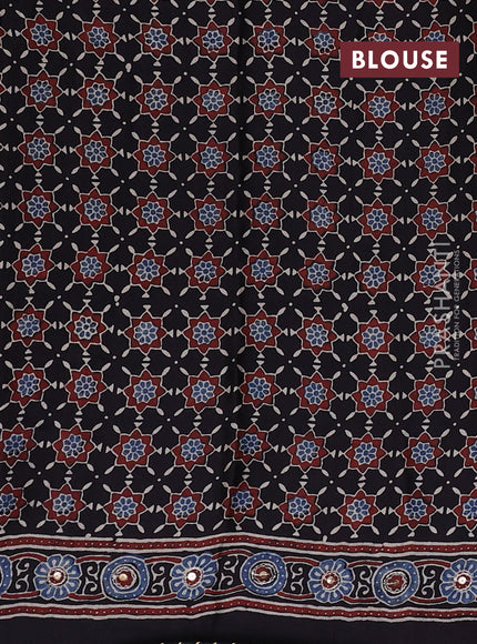 Modal silk saree black with allover ajrakh butta prints & sequin work and mirror sequin work pallu