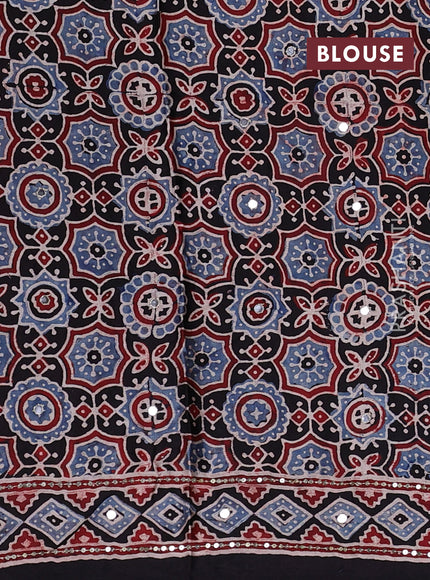 Modal silk saree black with allover ajrakh prints & sequin work and mirror sequin work pallu