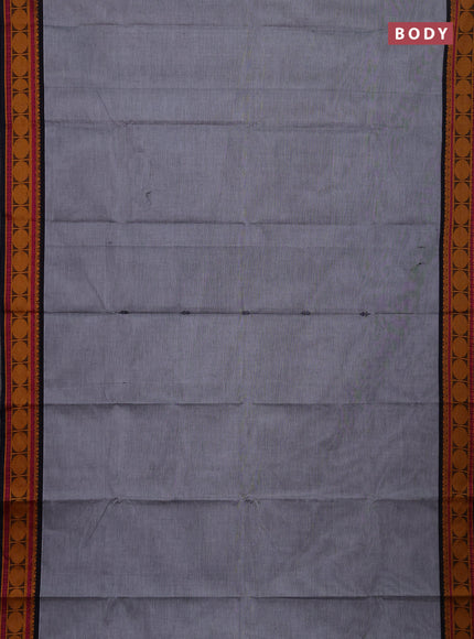Chettinad cotton saree grey and purple with thread woven buttas and thread woven butta border