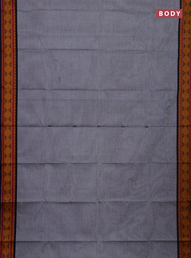 Chettinad cotton saree grey and purple with thread woven buttas and thread woven butta border
