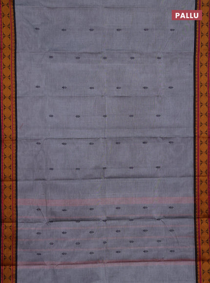 Chettinad cotton saree grey and purple with thread woven buttas and thread woven butta border