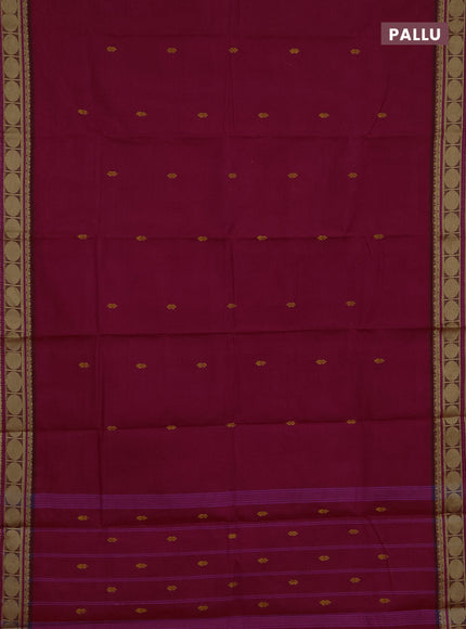 Chettinad cotton saree pink and magenta pink with thread woven buttas and thread woven butta border