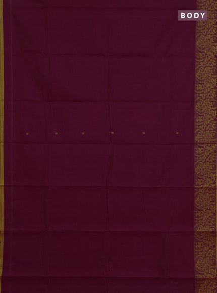 Chettinad cotton saree wine and sunset orange with thread woven buttas and thread woven border