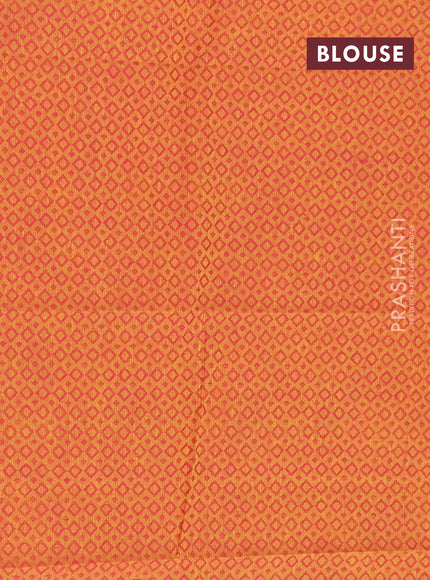 Chettinad cotton saree wine and sunset orange with thread woven buttas and thread woven border