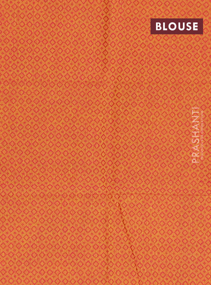 Chettinad cotton saree wine and sunset orange with thread woven buttas and temple design thread woven simple border