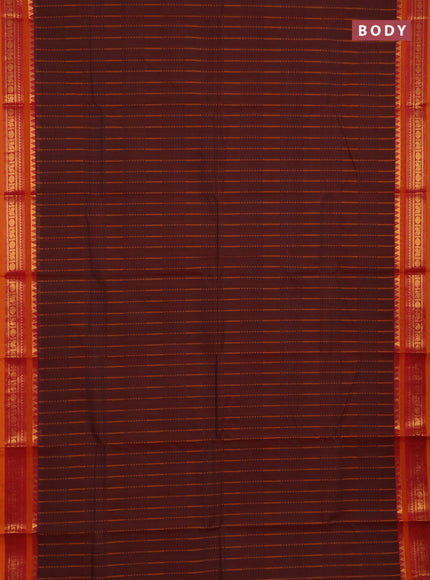 Chettinad cotton saree dual shade of maroon and orange with allover thread weaves pattern and zari woven border