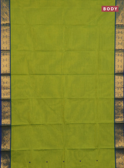 Chettinad cotton saree light green with thread woven buttas and zari woven butta border