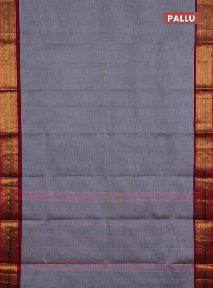 Chettinad cotton saree grey and pink with plain body and zari woven border