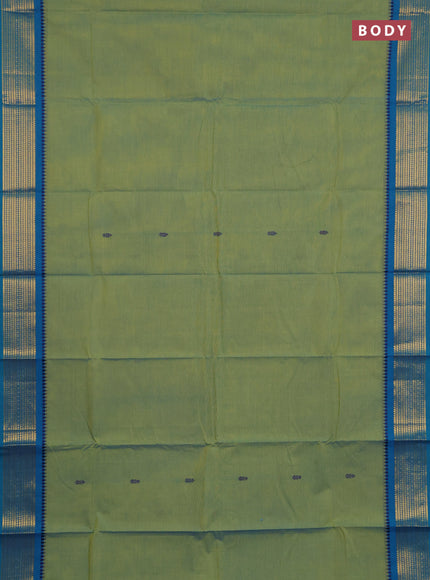 Chettinad cotton saree teal green and teal blue with thread woven buttas and zari woven border