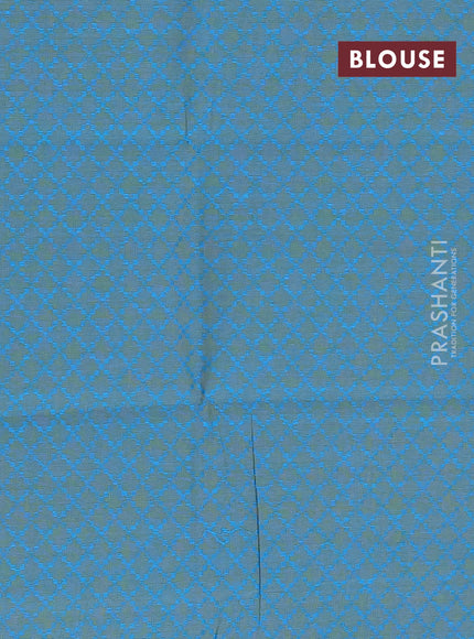 Chettinad cotton saree teal green and teal blue with thread woven buttas and zari woven border
