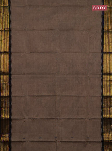 Chettinad cotton saree chiku with thread woven buttas and zari woven border