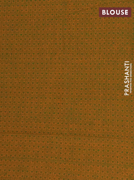 Chettinad cotton saree green and mustard yellow with thread woven buttas and zari woven border