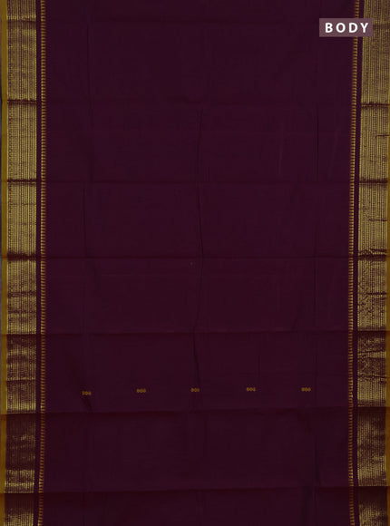 Chettinad cotton saree purple and mustard yellow with thread woven buttas and zari woven border