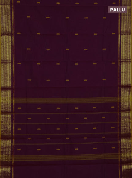 Chettinad cotton saree purple and mustard yellow with thread woven buttas and zari woven border