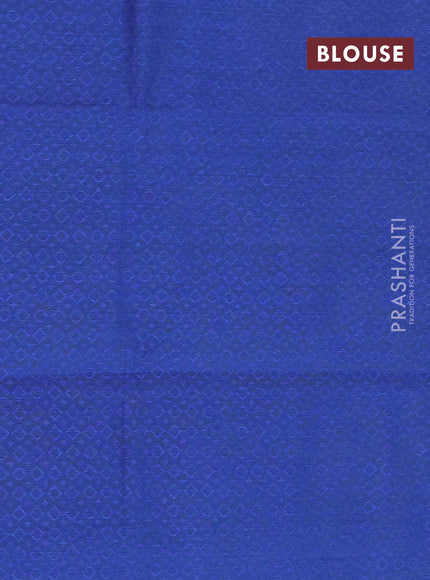 Chettinad cotton saree light green and blue with thread woven buttas and zari woven border