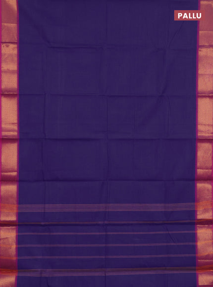 Chettinad cotton saree blue and pink with plain body and zari woven border