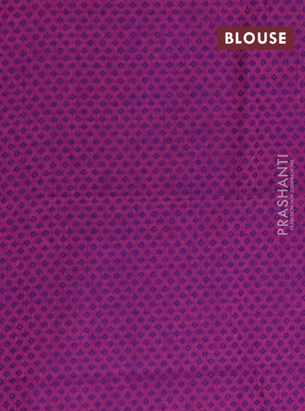 Chettinad cotton saree blue and pink with plain body and zari woven border