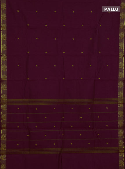Chettinad cotton saree magent pink and mustard yellow with thread woven buttas and thread woven butta border