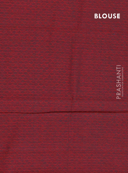 Chettinad cotton saree teal blue and maroon with thread woven buttas and long zari woven border