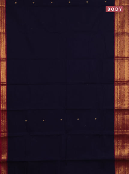 Chettinad cotton saree navy blue and pink with thread woven buttas and long zari woven border