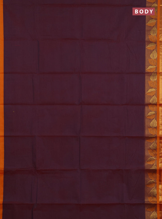 Chettinad cotton saree dual shade of maroon and mustard yellow with thread woven buttas and zari woven border