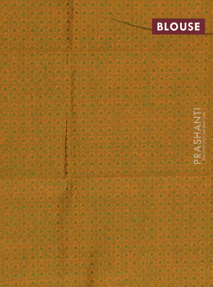 Chettinad cotton saree peacock green and mustard yellow with thread woven buttas and zari woven border