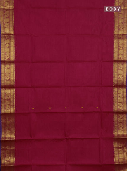 Chettinad cotton saree pink and purple with thread woven buttas and zari woven butta border