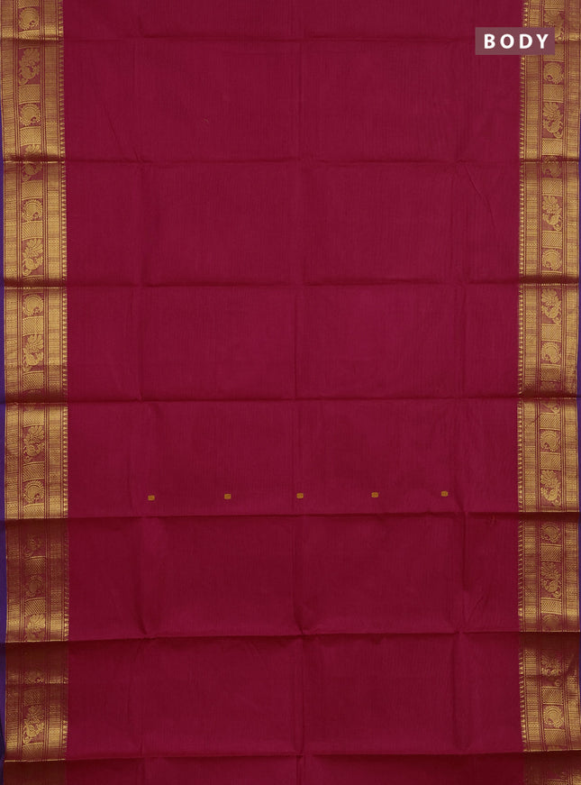 Chettinad cotton saree pink and purple with thread woven buttas and zari woven butta border