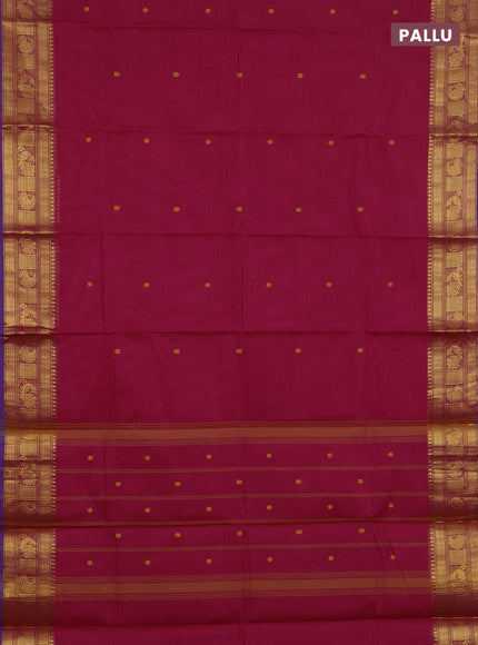Chettinad cotton saree pink and purple with thread woven buttas and zari woven butta border