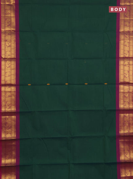 Chettinad cotton saree green and pink with thread woven buttas and zari woven butta border