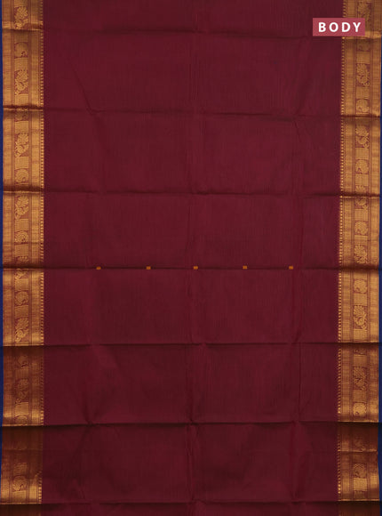 Chettinad cotton saree dual shade of greenish pink and blue with thread woven buttas and zari woven butta border