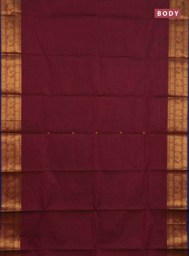 Chettinad cotton saree dual shade of greenish pink and blue with thread woven buttas and zari woven butta border