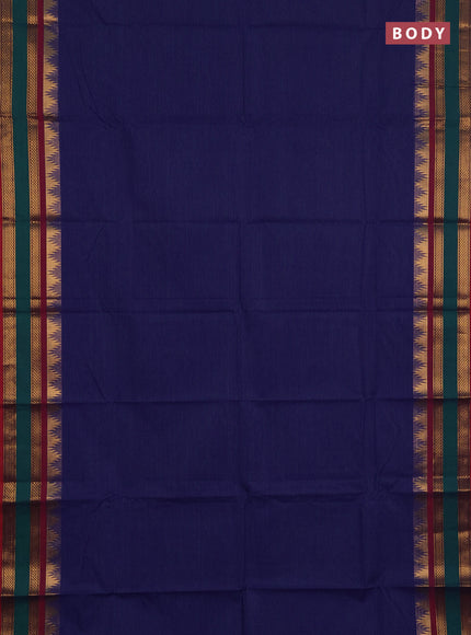 Chettinad cotton saree violet and maroon with allover stripes pattern and temple design rettapet zari woven border