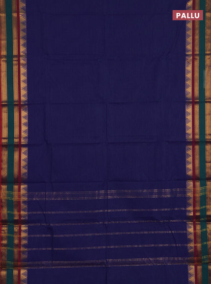 Chettinad cotton saree violet and maroon with allover stripes pattern and temple design rettapet zari woven border