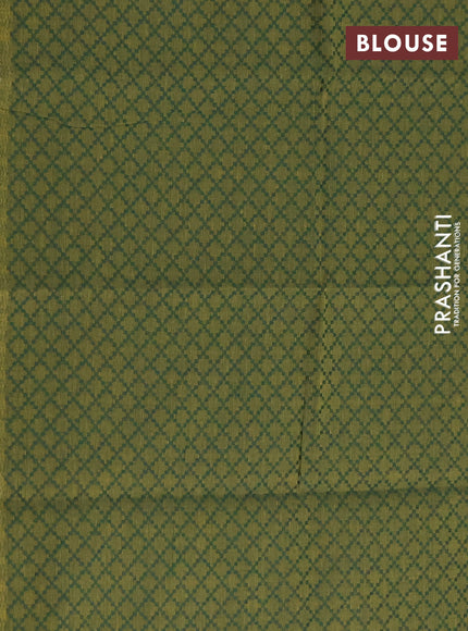 Chettinad cotton saree elaichi green and green with thread woven buttas and long temple design zari woven border