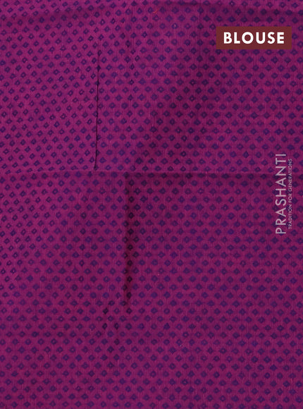 Chettinad cotton saree dark pink and purple with thread woven buttas and long zari woven border