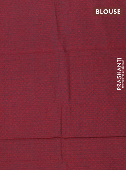 Chettinad cotton saree red and maroon with thread woven buttas and temple design zari woven border