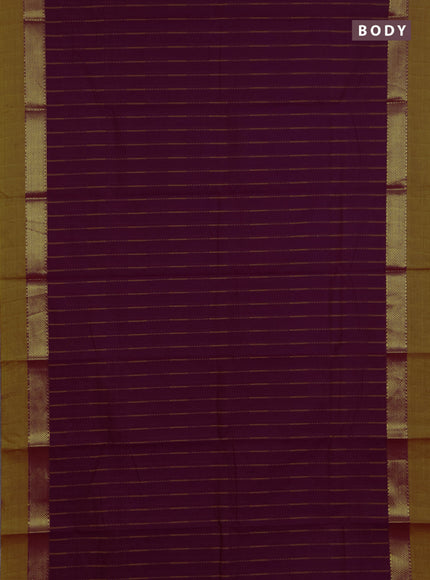 Chettinad cotton saree purple and mustard yellow with allover thread weaves pattern and zari woven simple border