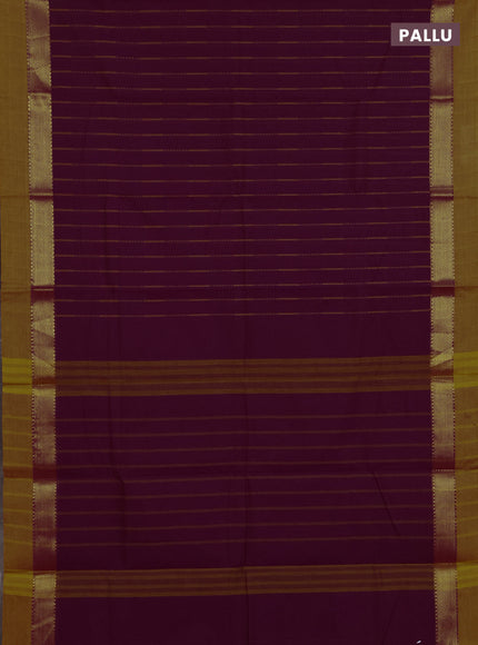 Chettinad cotton saree purple and mustard yellow with allover thread weaves pattern and zari woven simple border