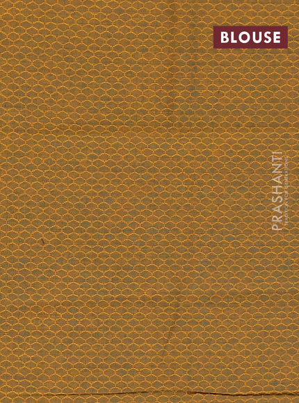 Chettinad cotton saree blue and mustard yellow with plain body and rettapet zari woven border