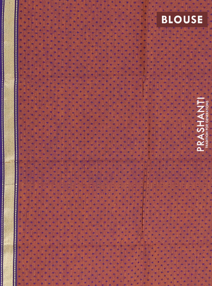 Chettinad cotton saree violet and mustard yellow with plain body and long zari woven border